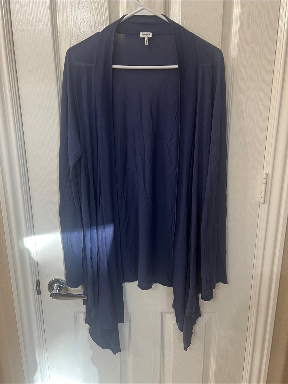 Splendid Deep Navy Draped Open-Front Cardigan